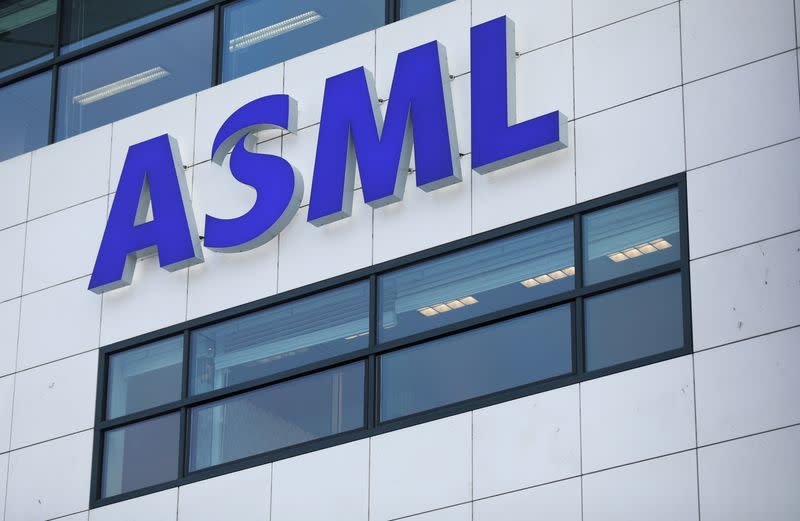 FILE PHOTO: ASML Holding logo is seen at company's headquarters in Eindhoven