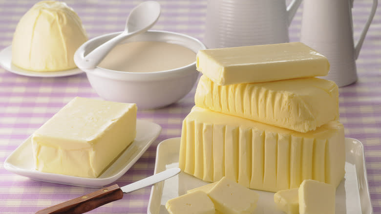 Various butters and margarine