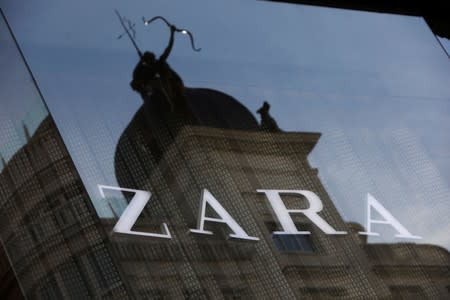 FILE PHOTO: The logo of a Zara store, an Inditex brand, is seen in central Madrid