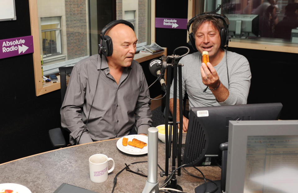 MasterChef presenters Gregg Wallace (left) and John Torode appearing on the Absolute Radio breakfast show with Christian O'Connell this morning.