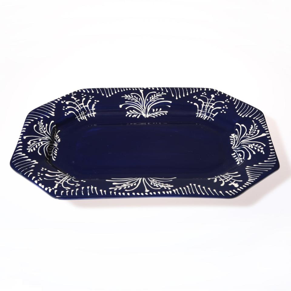 <p><a href="https://ci-daughters.com/collections/platters/products/cobalt-lace-octagonal-platter?variant=39614898176055" rel="nofollow noopener" target="_blank" data-ylk="slk:Shop Now;elm:context_link;itc:0;sec:content-canvas" class="link ">Shop Now</a></p><p>Cobalt Lace Octagonal Platter</p><p>Carolina Irving & Daughters</p>