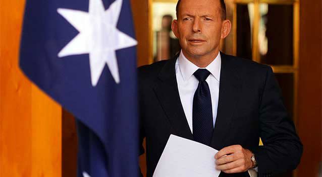 Tony Abott at his leaving speech. Photo: AAP