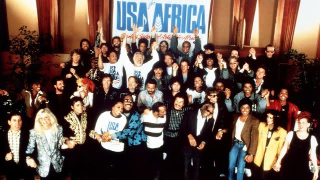 USA for Africa Recording of "We Are The World" on January 28, 1985 in Los Angeles, California.