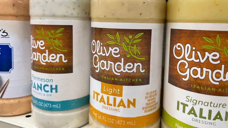 Row of Olive Garden dressings