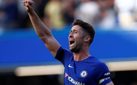 Gary Cahill celebrates for Chelsea - Credit: Reuters