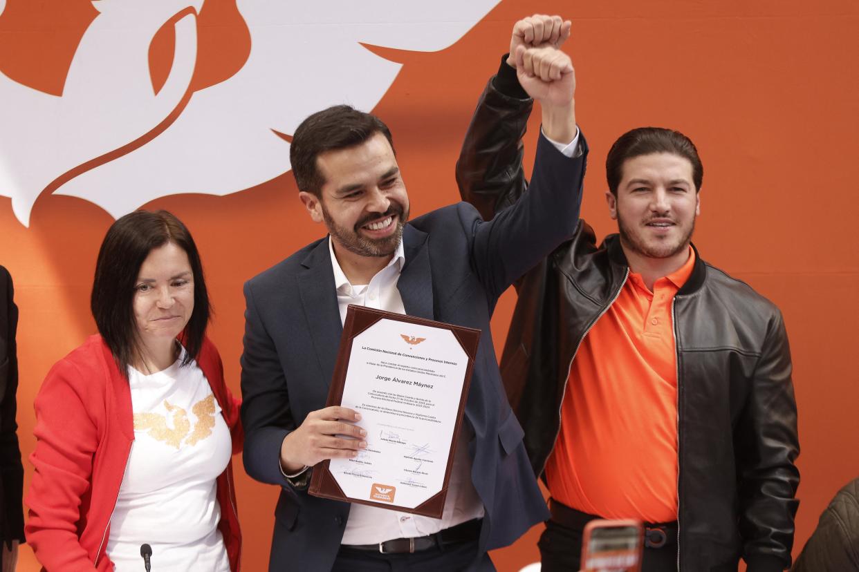 Jorge Álvarez Máynez en su registro como candidato único para las elecciones presidenciales de México. (Rodrigo Oropeza / AFP) 