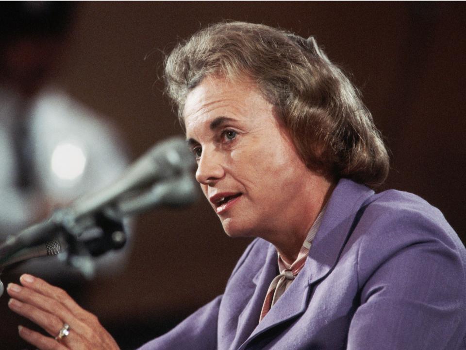 Sandra Day O'Connor before the Senate Judiciary Committee.