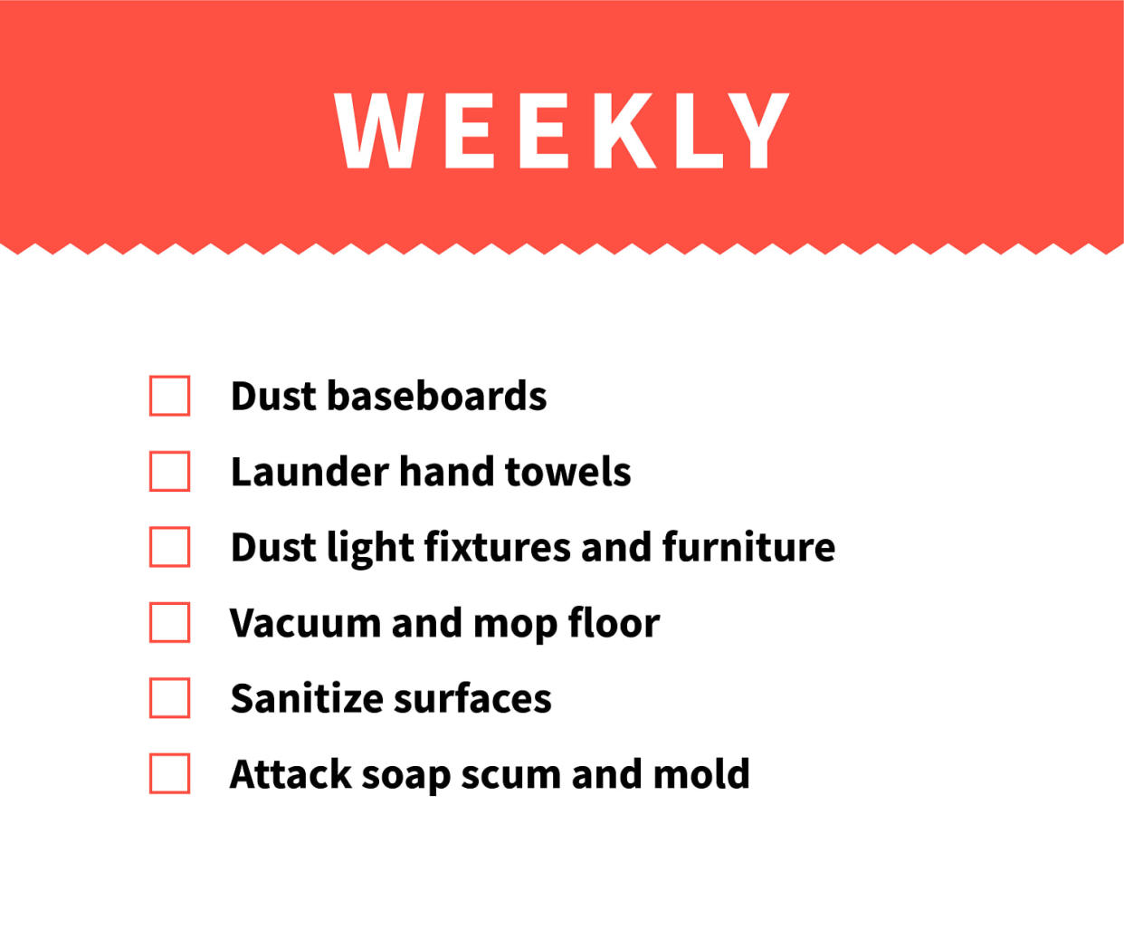 Weekly bathroom cleaning checklist. (TODAY illustration)