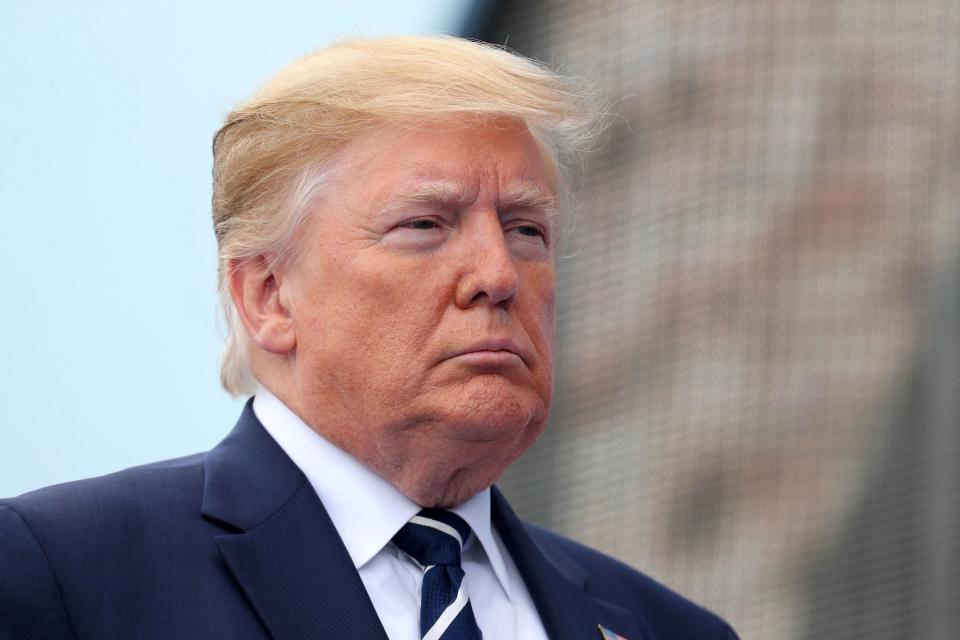 U.S. President Donald Trump reacts during an event to commemorate the 75th anniversary of the D-Day landings, in Portsmouth, southern England, on June 5, 2019. (Photo: Chris Jackson/AFP/Getty Images)