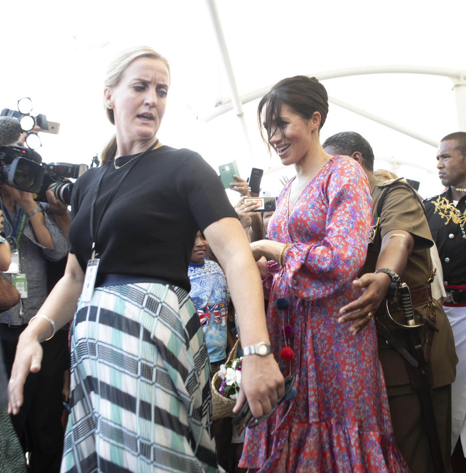 The bodyguard, who can’t be named for security reasons, was pictured alongside the royal couple when they visited Australia, New Zealand, Fiji and Tonga in October. Photo: Getty Images