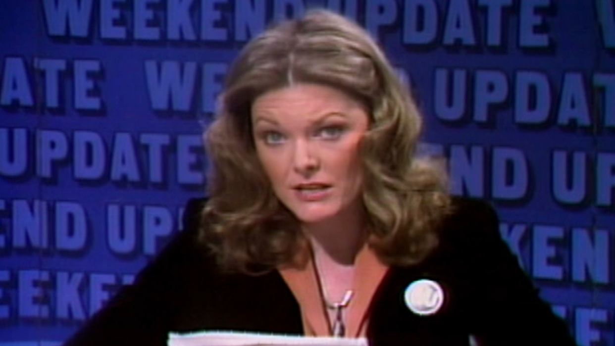  Jane Curtin delivering the news on Weekend Update. 