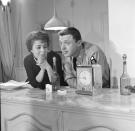 <p>Vocalists Steve Lawrence and Eydie Gormé, known by their duo name Steve and Eydie, married in 1957. Here, they're pictured in their home on 57th Street in 1958.</p>