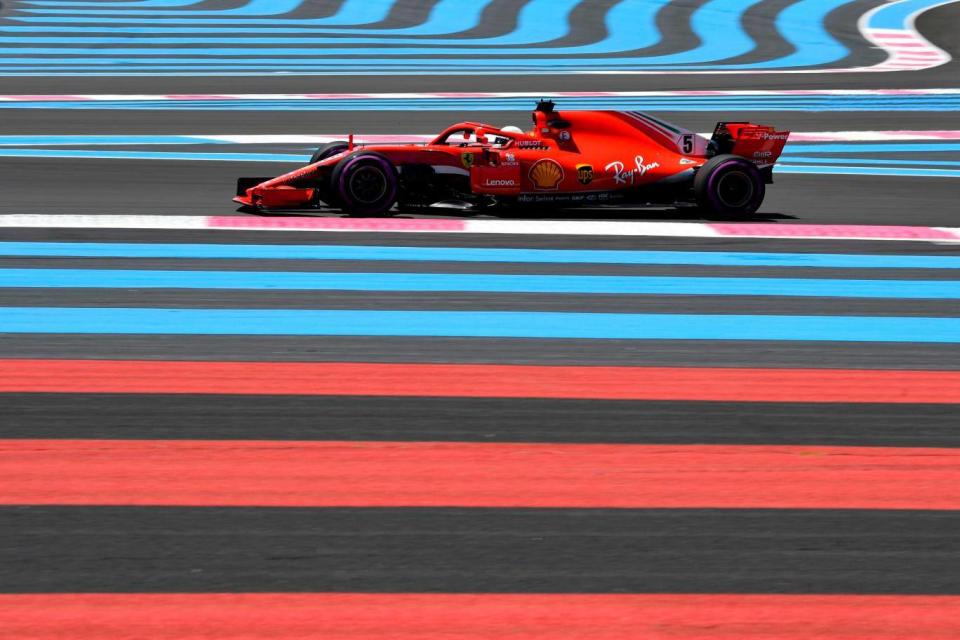 Ferrari's driver Sebastian Vettel during the first practice session at the Circuit Paul Ricard in Le Castellet ahead of the Formula One Grand Prix de France (AFP/Getty)