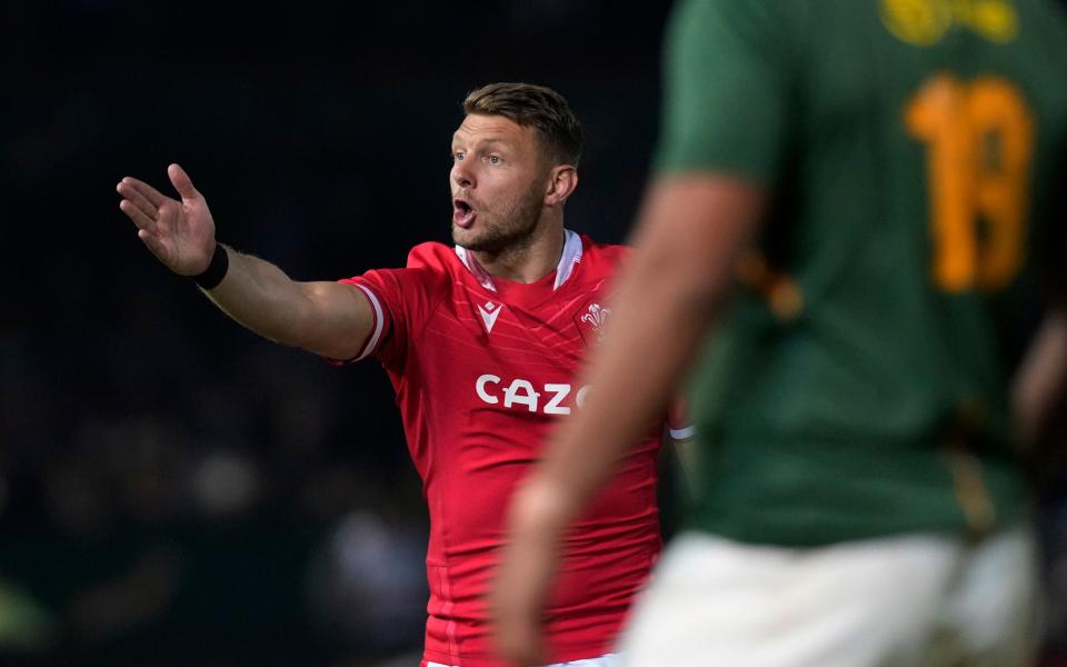 Dan Biggar gestures to the referee - AP