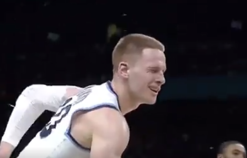 Donte DiVincenzo winks after a 3-pointer in the national championship game. (Screenshot: TBS)