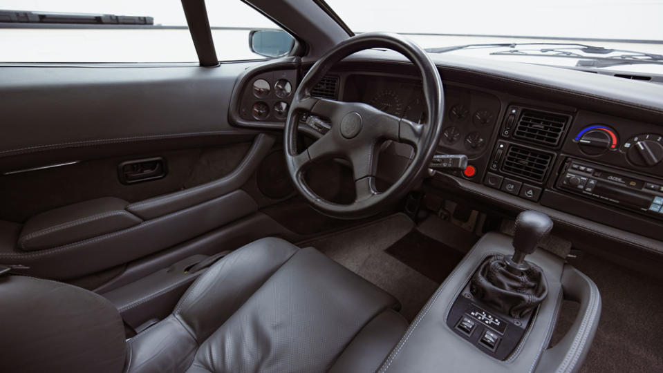 The interior of a 1993 Jaguar XJ220 supercar.