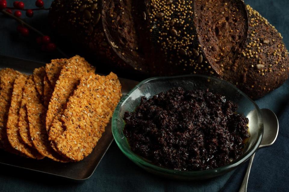 <p>As mentioned, oil is one of the foundational ingredients in Hanukkah cooking. This tapenade recipe moves the focus back from <a href="https://www.thedailymeal.com/cook/how-to-fry-food-at-home-tips?referrer=yahoo&category=beauty_food&include_utm=1&utm_medium=referral&utm_source=yahoo&utm_campaign=feed" rel="nofollow noopener" target="_blank" data-ylk="slk:at-home frying" class="link rapid-noclick-resp">at-home frying</a> to the oil itself. Pair it with crackers, plain crostini or a sliced baguette. </p> <p><a href="https://www.thedailymeal.com/best-recipes/olive-tapenade?referrer=yahoo&category=beauty_food&include_utm=1&utm_medium=referral&utm_source=yahoo&utm_campaign=feed" rel="nofollow noopener" target="_blank" data-ylk="slk:For the Olive Tapenade recipe, click here." class="link rapid-noclick-resp">For the Olive Tapenade recipe, click here.</a></p>