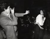 <p>Bianca Jagger on the dance floor with Chris Lawford at a disco club in 1970. If only we knew what song they were dancing to. </p>