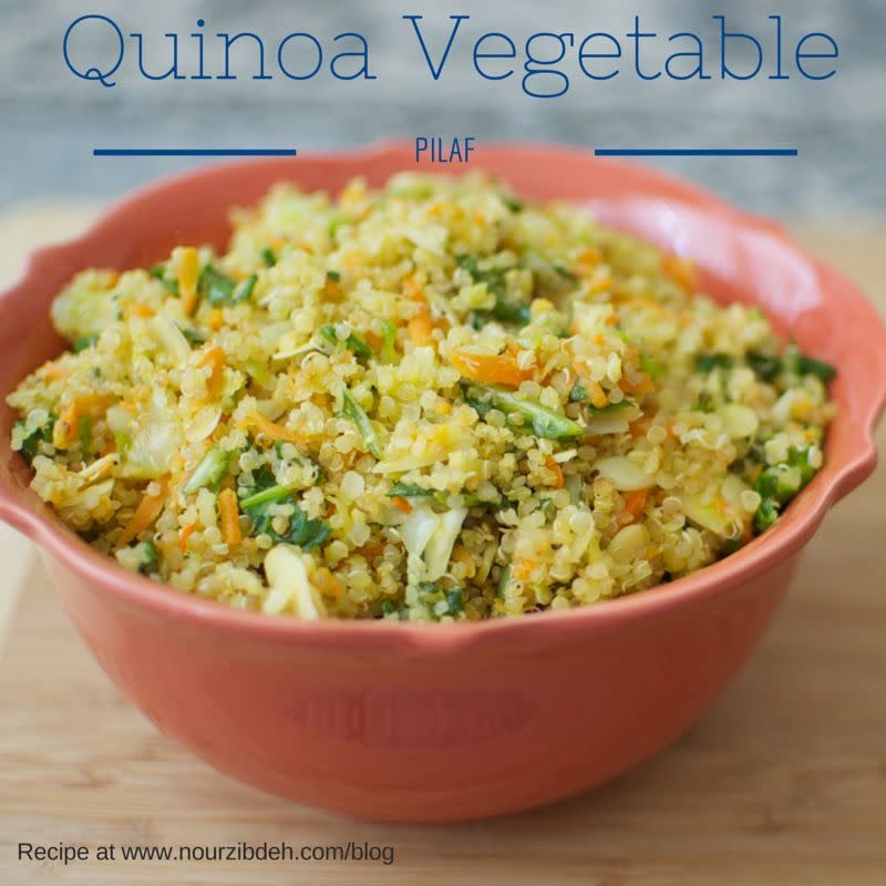"This is another simple yet nutritious recipe. Use shortcuts like shredded carrots and coleslaw mix." <br> <br> --Nour Zibdeh <br> <br> <a href="http://www.nourzibdeh.com/2010/08/09/quinoa-and-vegetable-skillet/" target="_blank">Get the recipe here.</a>