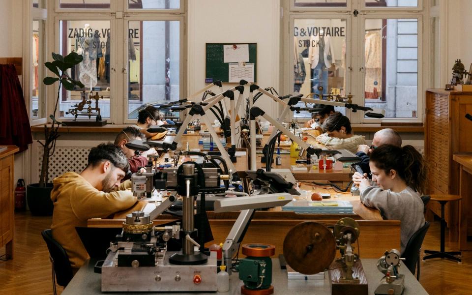 Rexhepi spent two years in Patek Philippe's workshops, like his own, pictured here