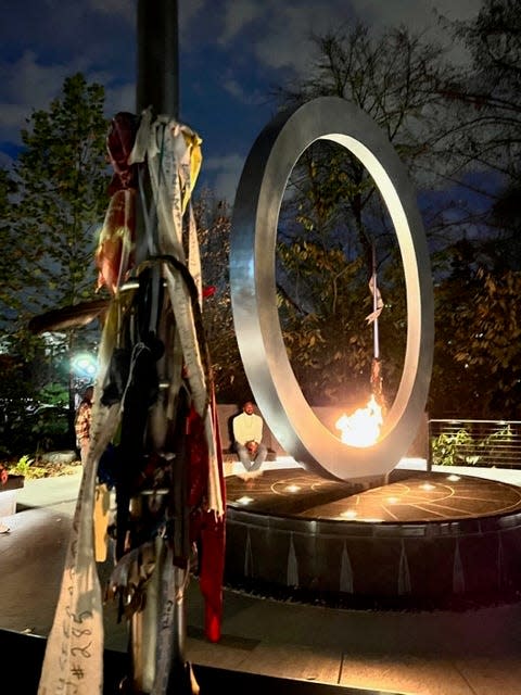 The flame at the National Native American Veterans Memorial is only lit for special occasions, like its dedication weekend.