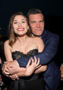 <p>Squeeze play! Brolin (Thanos) gave Olsen a hug. (Photo: Getty Images) </p>