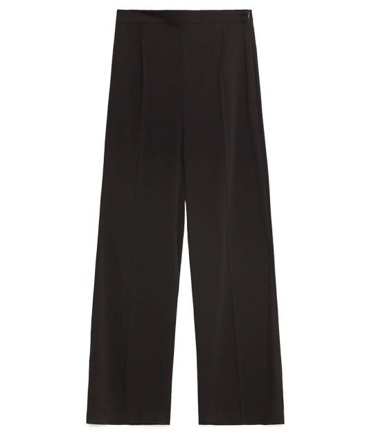 Zara Flowing Wide-Cut Trousers, $50, Zara.