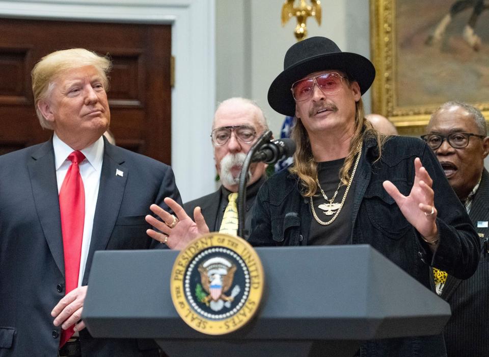 Kid Rock is one of Trump’s few celebrity supportersRex Features