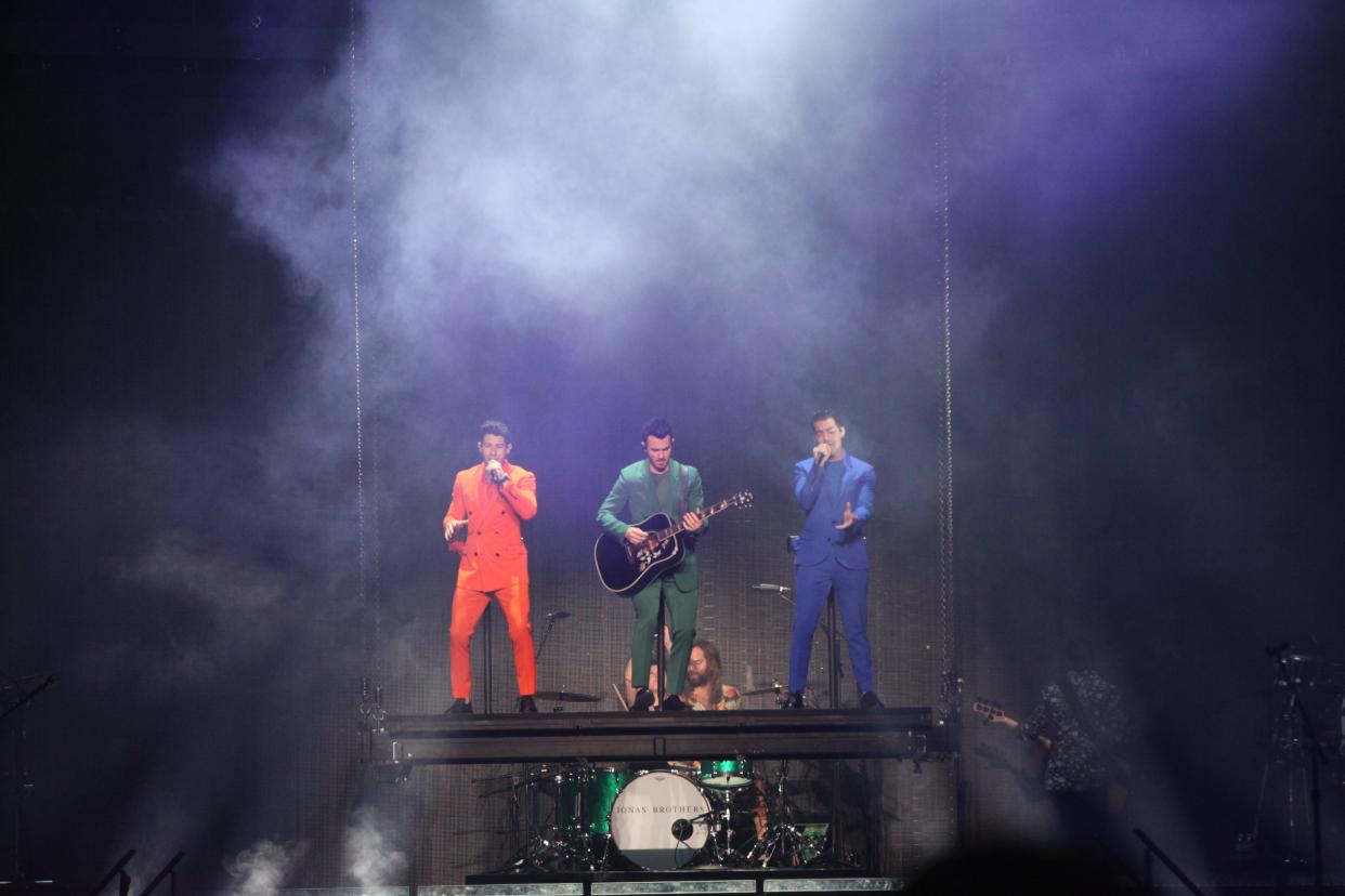 The Jonas Brothers, shown playing Summerfest in 2019, will headline Milwaukee's Fiserv Forum Nov. 20.