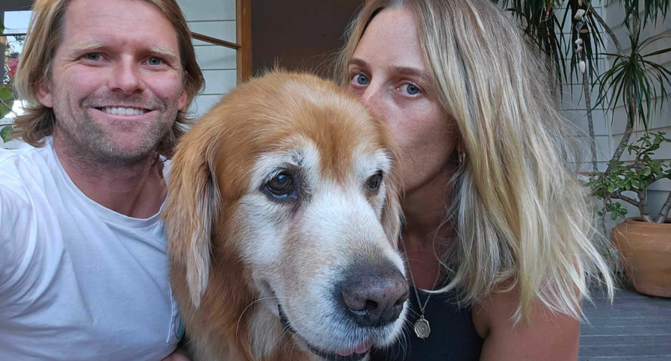 Jimmy and his wife Noelle with their dog Luka. 