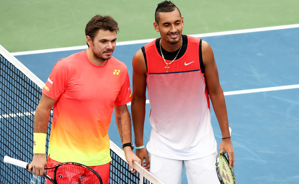 Stan Wawrinka and Nick Kyrgios, pictured here at the Dubai Tennis Championships in 2016. 