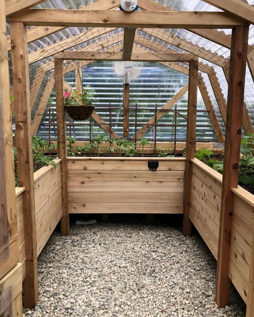 a wooden structure with plants growing in it