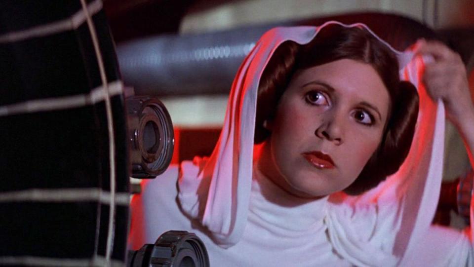 photo of carrie fisher as princess leia organa in a new hope