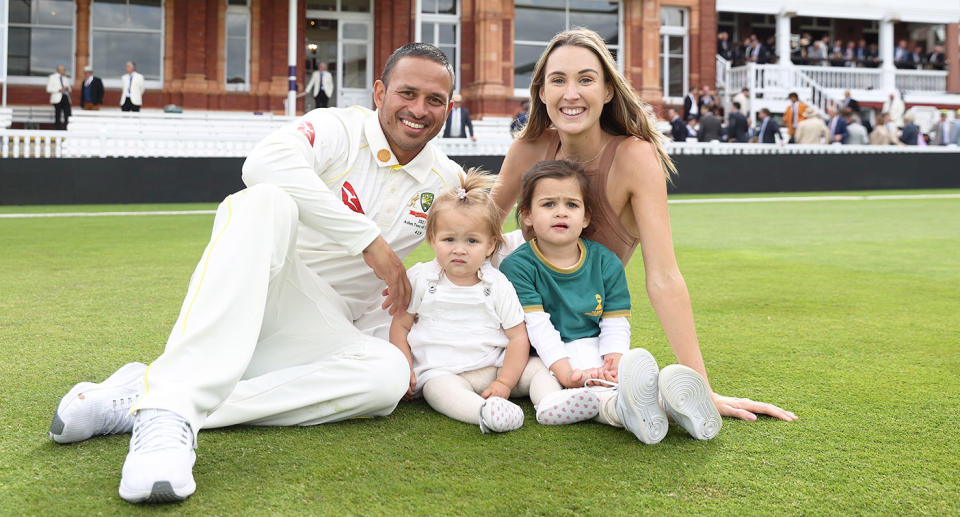 Pictured here, Usman Khawaja with his family during Australia's Ashes series in England.