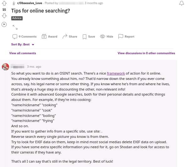 <div class="inline-image__caption"><p>Some of the advice shared include tips on how to track down victims' locations using what little information they have about them. </p></div> <div class="inline-image__credit">Screenshot courtesy of Will McCurdy</div>