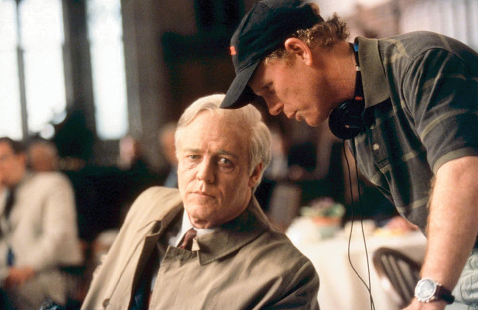 Howard (right) on set in 2001 with Russell Crowe for A Beautiful Mind. - Credit: Universal/Courtesy Everett Collection