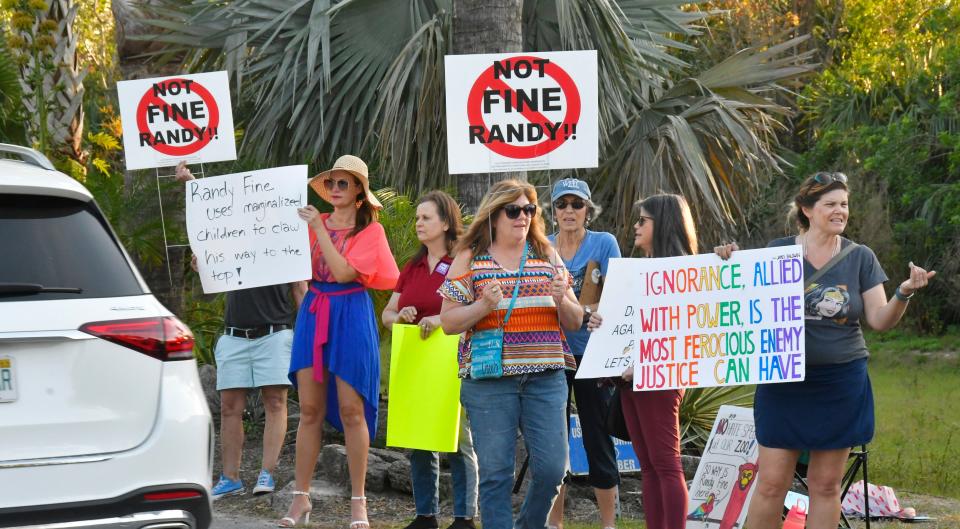 A rally was held Monday evening outside the Brevard Zoo by people against the policies of State Representative Randy Fine, and for him  holding a political event  on zoo property after  hours. 