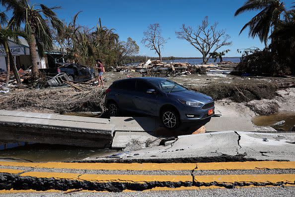 MATLACHA, FLORIDA - SEPTEMBER 30: Wreckage left in the wake of Hurricane Ian is shown on the island of Matlacha on September 30, 2022 in Matlacha, Florida. The hurricane brought high winds, storm surge and rain to the area causing severe damage. (Photo by Win McNamee/Getty Images)