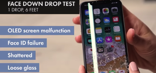 The iPhone X shattered following a drop of just six feet (Picture: YouTube)