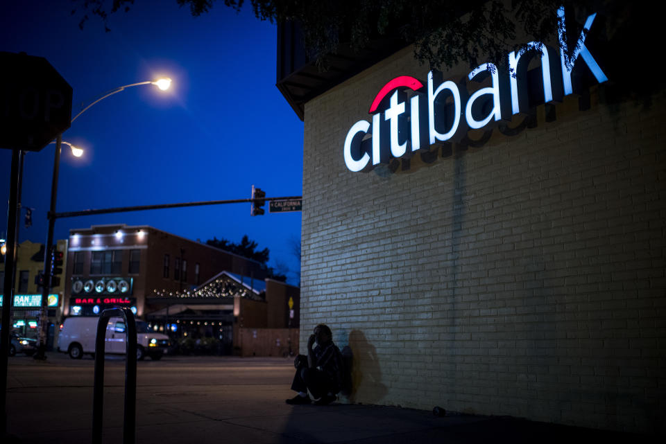 Citibank branch at night