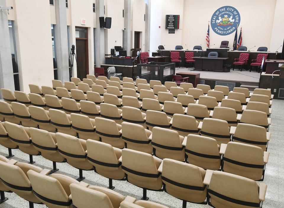 Bagnoni Council Chambers at Erie City Hall, shown on Oct. 26, 2021, is used for Erie City Council meetings and other city-related gatherings.