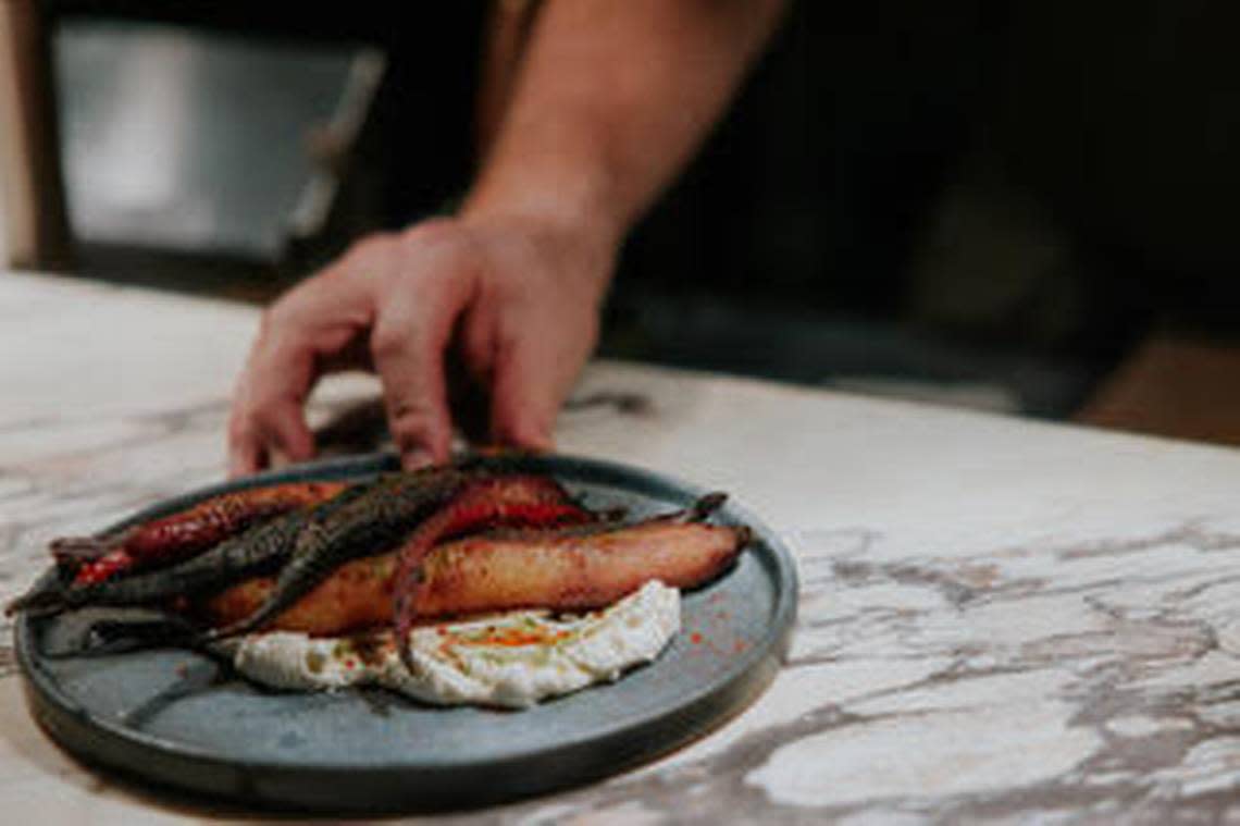 Saltbrush’s menu will rotate seasonally with a variety of shareable and individual plates. Pictured: Coal Roasted Carrots: ricotta, harissa, fermented honey, $16).