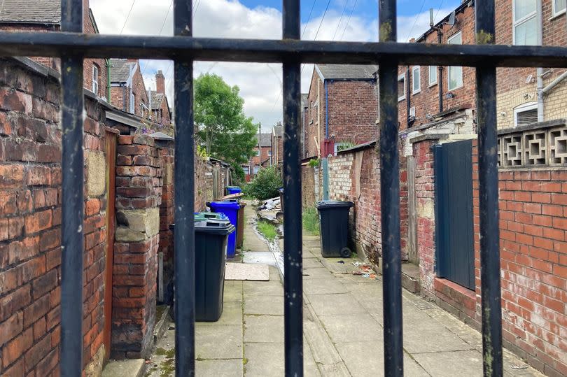 Back alley in St Peters ward in Ashton where crime, antisocial behaviour and fly-tipping has become rife