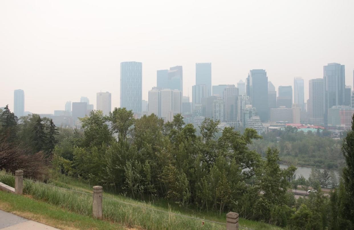 Wildfire smoke prompted an air quality statement in Calgary on June 15, 2023. (Bryan Labby/CBC - image credit)