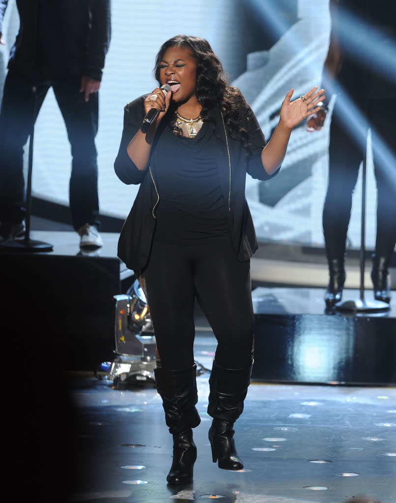 Candice Glover performs The Rolling Stone's "(I Can't Get No) Satisfaction" on the Wednesday, April 3 episode of "American Idol."