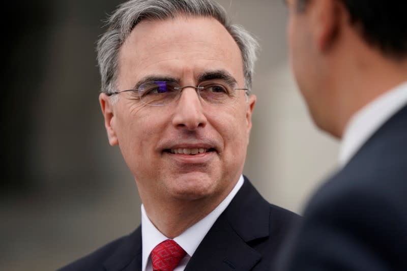 White House Counsel Pat Cipollone departs after meeting with Senate Republicans on Capitol Hill in Washington, D.C.