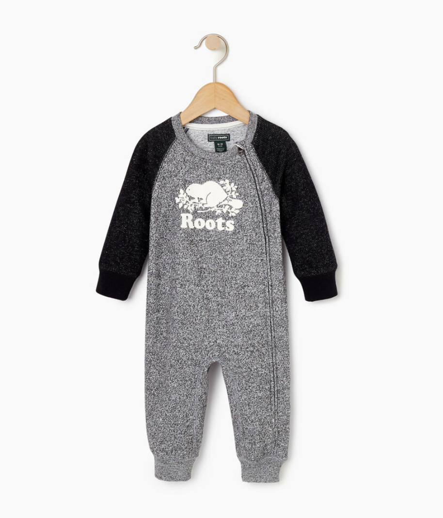 Baby Original Cooper Beaver Romper. Image via Roots.