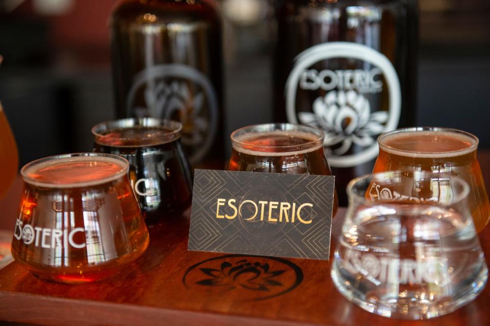 A selection of Esoteric Brewing’s beers on display at Esoteric Brewing.