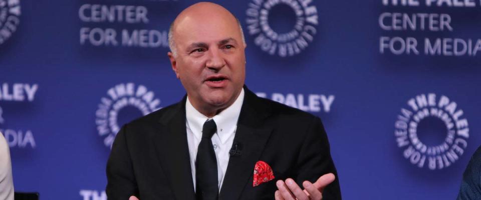 Kevin O'Leary in the middle of saying something at the Paley Center for Media