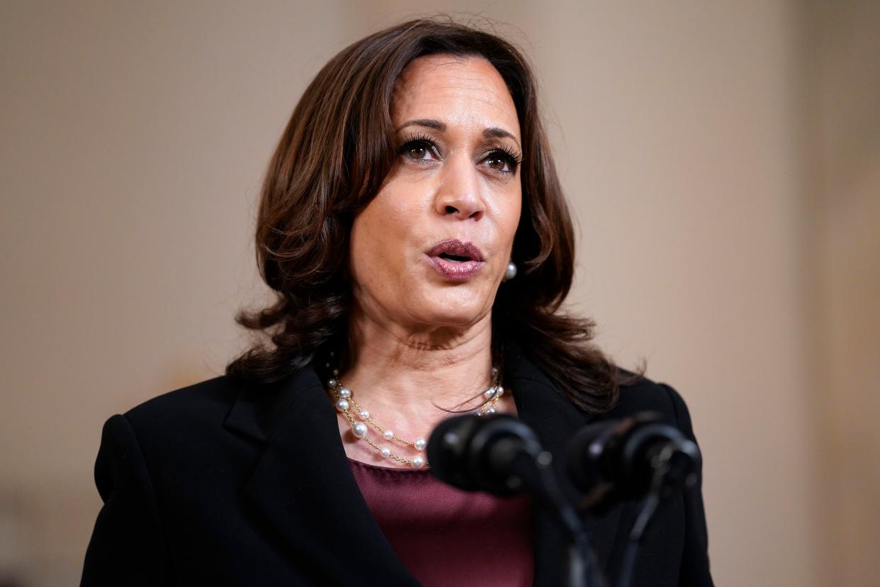 Vice President Kamala Harris said on Sunday that she feels “a great, great sense of responsibility” as the highest-ranking woman of color in the nation and that her boss has kept his promise to keep her closely involved in top decisions.